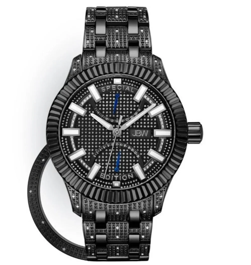 JBW 47mm Special Edition Diamond Black Crowne J6363D Mens Watch